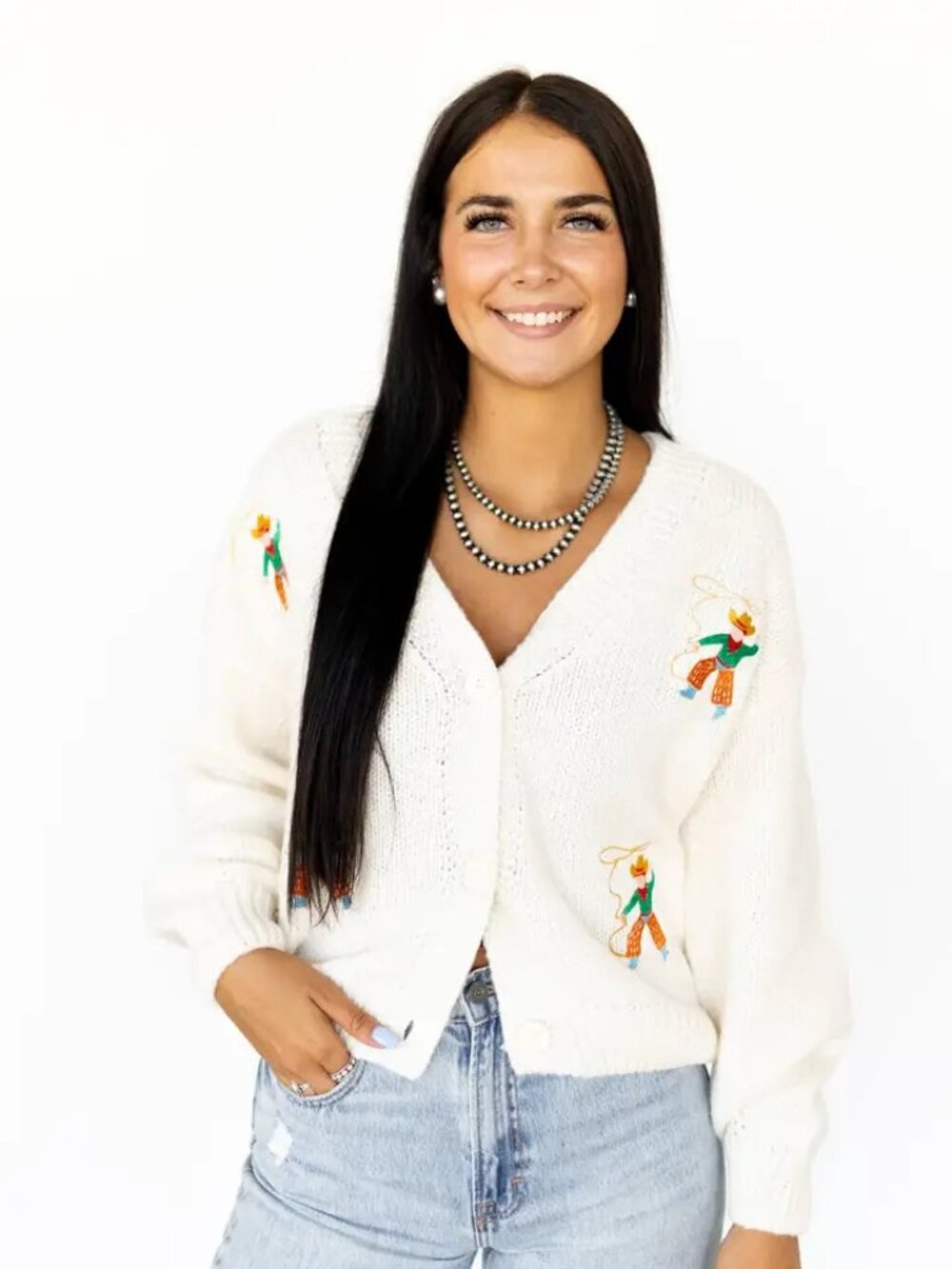 Roping Cowboy Cardi NEW